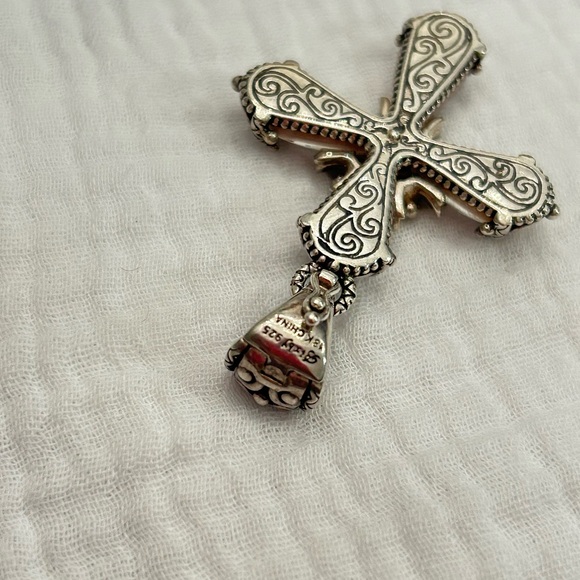 Barbara Bixby Pink/Rhodolite 18k/925 SS Cross Pendant Enhancer - Picture 3 of 3